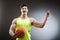 Muscular basketball in sports concept