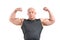 Muscular bodybuilder on white background