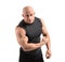 Muscular bodybuilder on white background