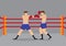 Muscular Boxers Fighting in Boxing Ring Vector Illustration