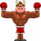 Muscular Bull Boxer Cartoon Character Wearing Boxing Gloves