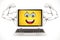 Muscular computer laptop with a smiling face