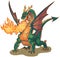 Muscular Dragon Breathing Fire Vector Illustration