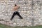 Muscular Fit Topless Of Man Is Training Urban Climbing