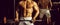 Muscular man with barbell. Banner templates with muscular man, muscular torso, six pack abs muscle.