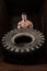 Muscular Man Exercising Crossfit Workout By Tire Flip