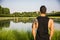 Muscular man in luxurious garden in Venaria, Italy