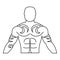 Muscular man with tattoo icon outline