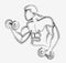 Muscular Man Workout with Barbell Sport and Activity Line art Drawing.