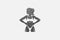 Muscular sportswoman in underwear silhouette hand drawn stamp vector illustration.