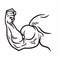 Muscular Strong Arm, Powerful Hand, Bicep. Gym, Bodybuilding, Sport Vector Doodle Illustration