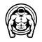 Muscular torso man in circle