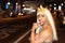 Muscular transvestite with beard and blonde wig