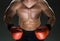 Muscular young caucasian boxer wearing boxing