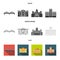 Museum, bridge, castle, hospital.Building set collection icons in black, flat, monochrome style vector symbol stock