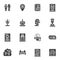 Museum exhibition gallery vector icons set