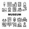 Museum Exhibits And Excursion Icons Set Vector