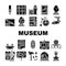 Museum Exhibits And Excursion Icons Set Vector