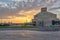 Museum of Islamic Art , Doha,Qatar  exterior view at sunset with clouds in the sky in the background