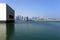 Museum lagoon with the Doha skyline