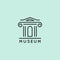 Museum logo Is in a trendy minimal linear style. Vector icon of a Bank building with columns. Simple emblem