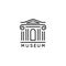 Museum logo Is in a trendy minimal linear style. Vector icon of a Bank building with columns. Simple emblem