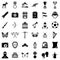 Museum management icons set, simple style
