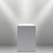 Museum pedestal, white empty 3d podium and spotlights vector illustration