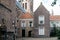 Museum Prinsenhof Delft. Cityscape of Delft with picturesque buildings and cobble pavement