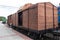Museum for Railway Technology Novosibirsk. Old, Soviet railway freight wagon. NOVOSIBIRSK, RUSSIA