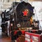 Museum of Russian Railways. Modern and vintage locomotives, Steam trains, wagons. Saint-Petersburg