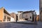 Museum Square with the romanesque bell Tower of the Cathedral in front, Vic,