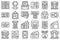 Museum ticket icons set outline vector. Gallery sculpture