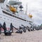 Museum of the World Ocean. Exposition of ship anchors near the space communications research ship COSMONAVT VIKTOR PATSAEV