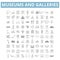 Museums and galleries icons, line symbols, web signs, vector set, isolated illustration