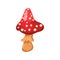 Mushroom Amanita, magic poisone, red white color. Vector illustration cartoon style