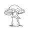 Mushroom black and white sketch cartoon doodle vector illustration