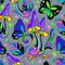 Mushroom and butterfly seamless pattern