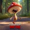 A mushroom cartoon character may possess features such as eyes, a mouth, limbs, and facial expressions