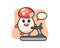 Mushroom cartoon character walking on the treadmill