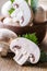 Mushroom. Champions mushrooms in different positions with herb decoration
