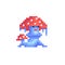 Mushroom character in pixel art style. Cute amanita icon