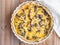 Mushroom and cheese tart - Top view photo