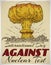 Mushroom Cloud in Retro Design for Day Against Nuclear Tests, Vector Illustration