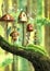 Mushroom fairies village in the forest.