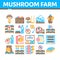 Mushroom Farm Plant Collection Icons Set Vector