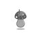 Mushroom fly agaric with a worm on a bonnet. Vector illustration in monochrome gray tones on an isolated background.