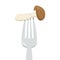 Mushroom on the fork isolated. Element for cafe