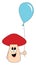 Mushroom holding a baloon illustration vector