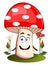 Mushroom holding flowers, illustration, vector